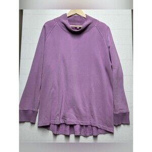 Pure Jill Women’s XL Tall 100% Cotton Purple Knit Sweater Textured Cowl Neck